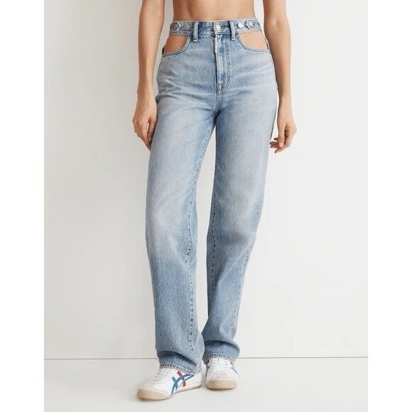 Madewell x Molly Dickson Cutout Baggy Straight Jeans 30 Edgy Designer Denim - Picture 1 of 14
